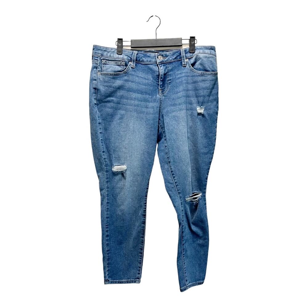 Lucky Brand Low Rise Lolita Skinny Jeans Distressed Stretch Medium Wash Sz 14/32
